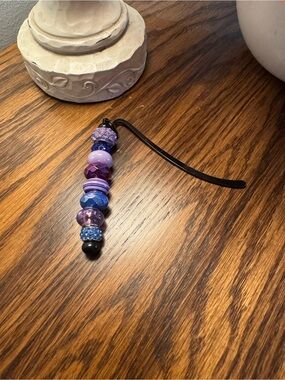 Purple Beaded Tassel Charm Bookmark